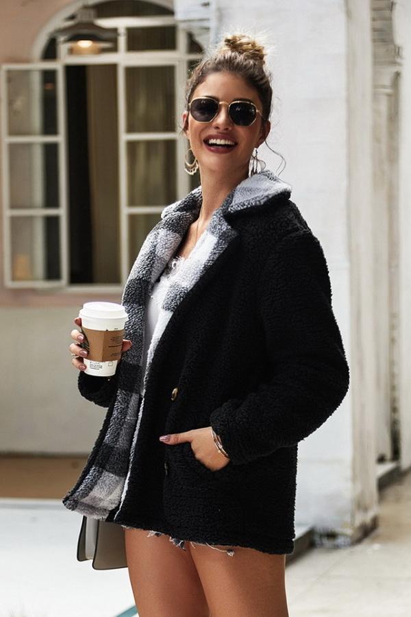 Fluffy Turn-Down Collar Coat for Cozy Winter Comfort