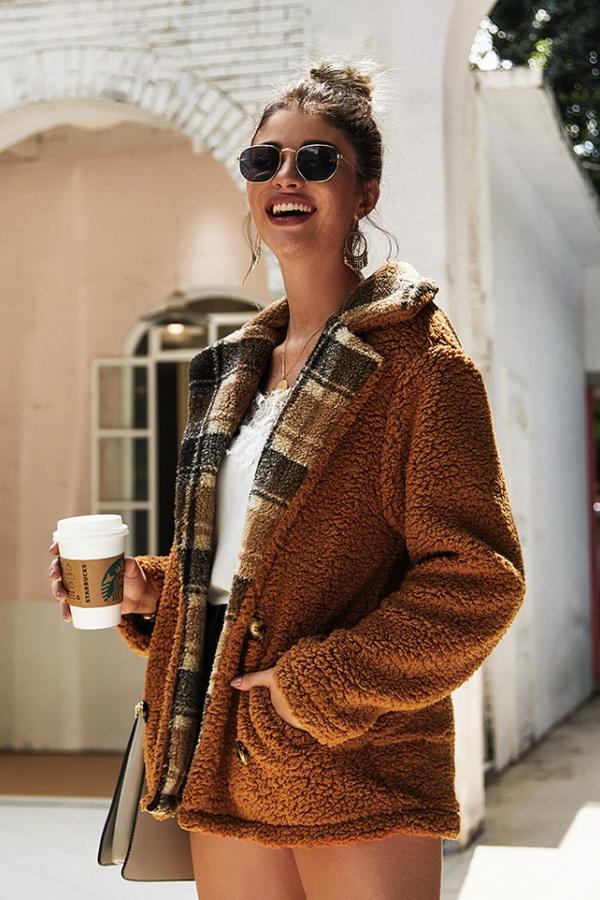 Fluffy Turn-Down Collar Coat for Cozy Winter Comfort