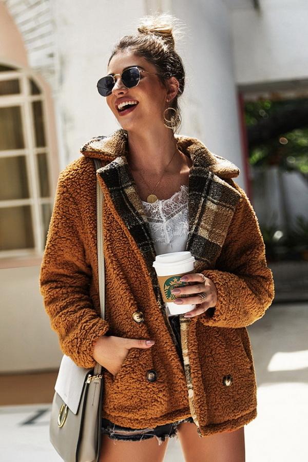 Fluffy Turn-Down Collar Coat for Cozy Winter Comfort