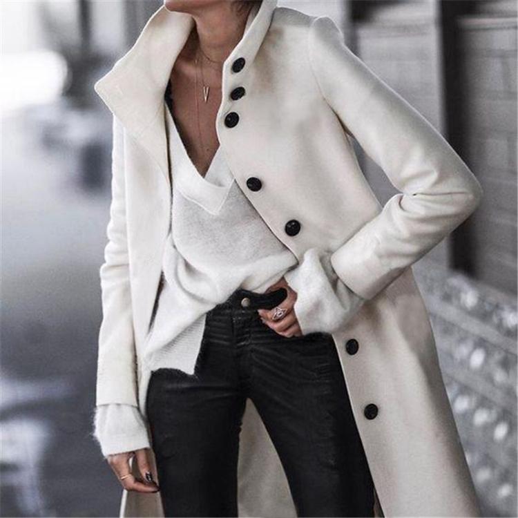 RadyRin Elegant Turn-Down Collar Single Breasted Coat