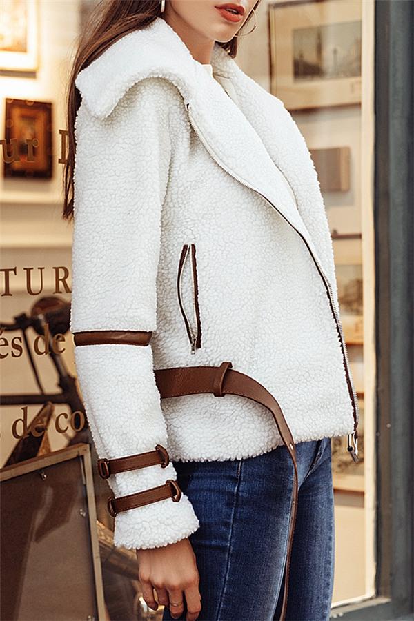 Shaggy Sash Jacket with Turndown Collar for Ultimate Style