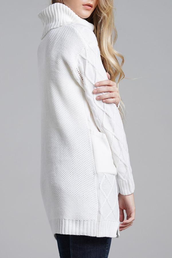 RadyRin Turtleneck Long Knit Sweater with Stylish Split Design