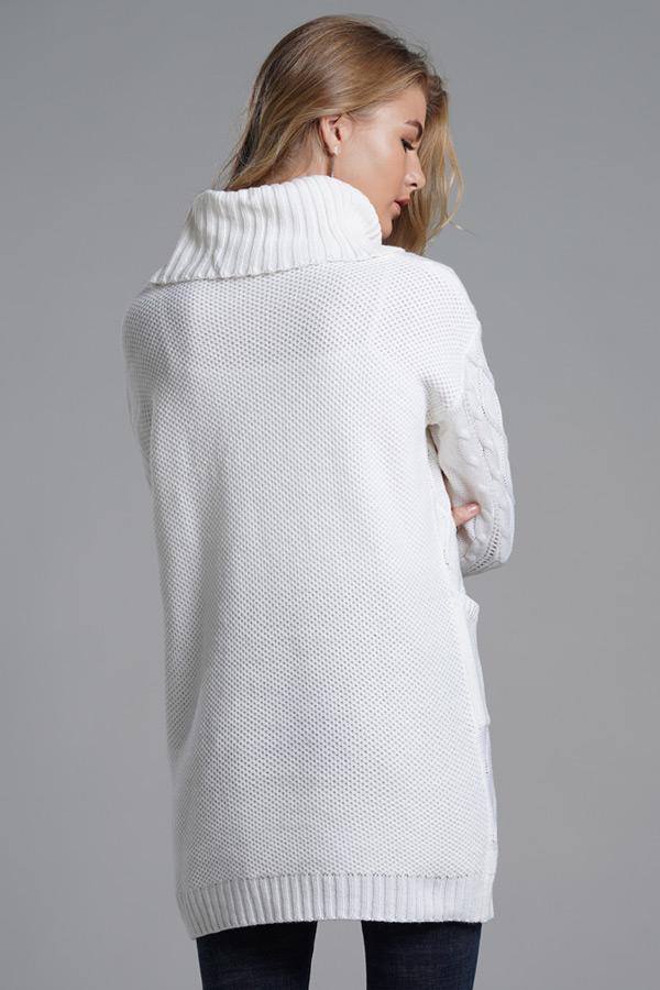 RadyRin Turtleneck Long Knit Sweater with Stylish Split Design