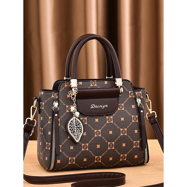 Elegant Accents Leather Faux and Red Handbag with