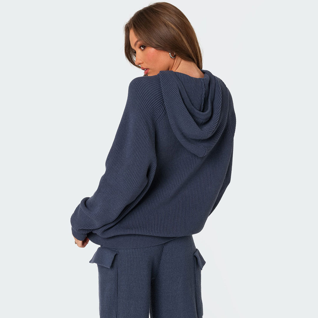 Trendy & Unique Rib Knit Hooded Sweater Pant Set