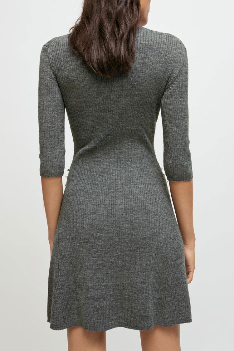 Rosedress High Neck Cashmere Sweater Mini Dress in Gray