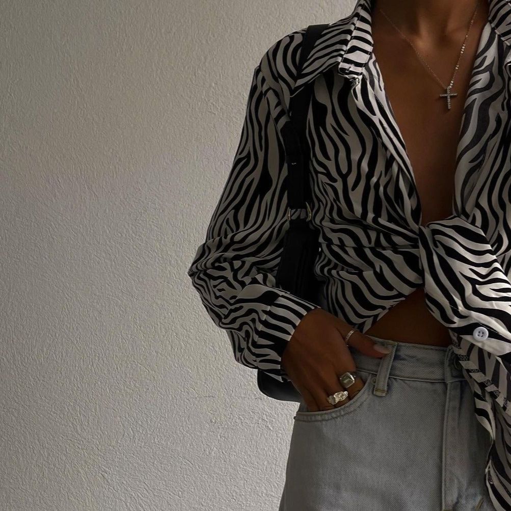 Jennica Zebra Pattern Long Sleeve Shirt