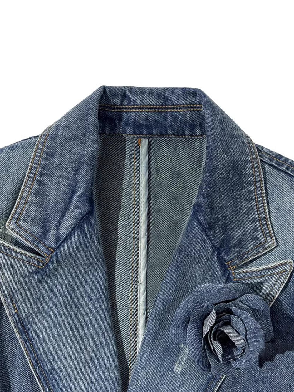 Applique Denim Blazer - Fashionpara
