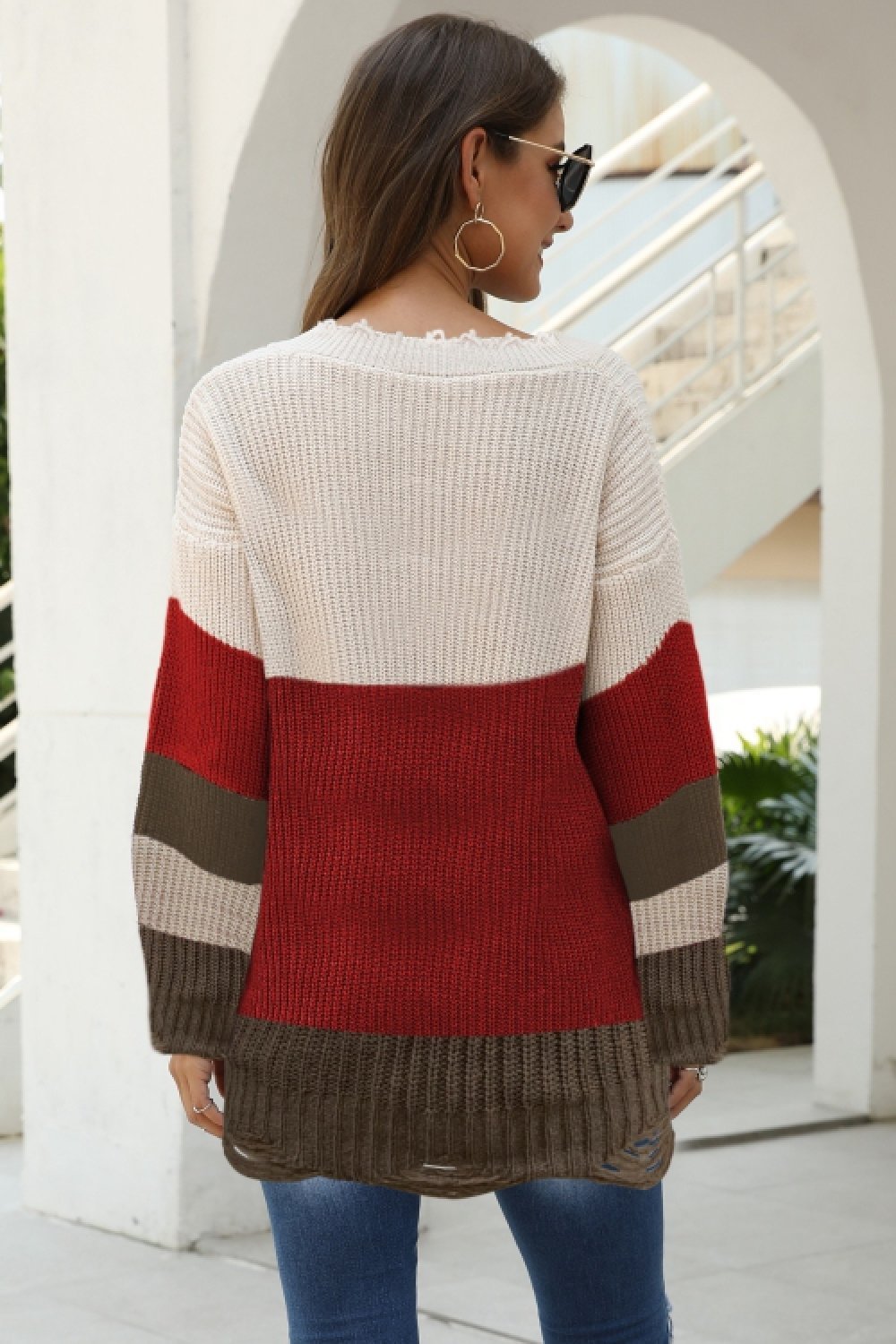 RadyRin V Neck Ruffle Knit Sweater for Effortless Style