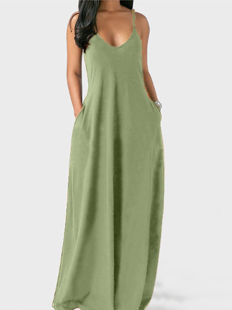 V-Neck Sleeveless Pocket Maxi Dress 2