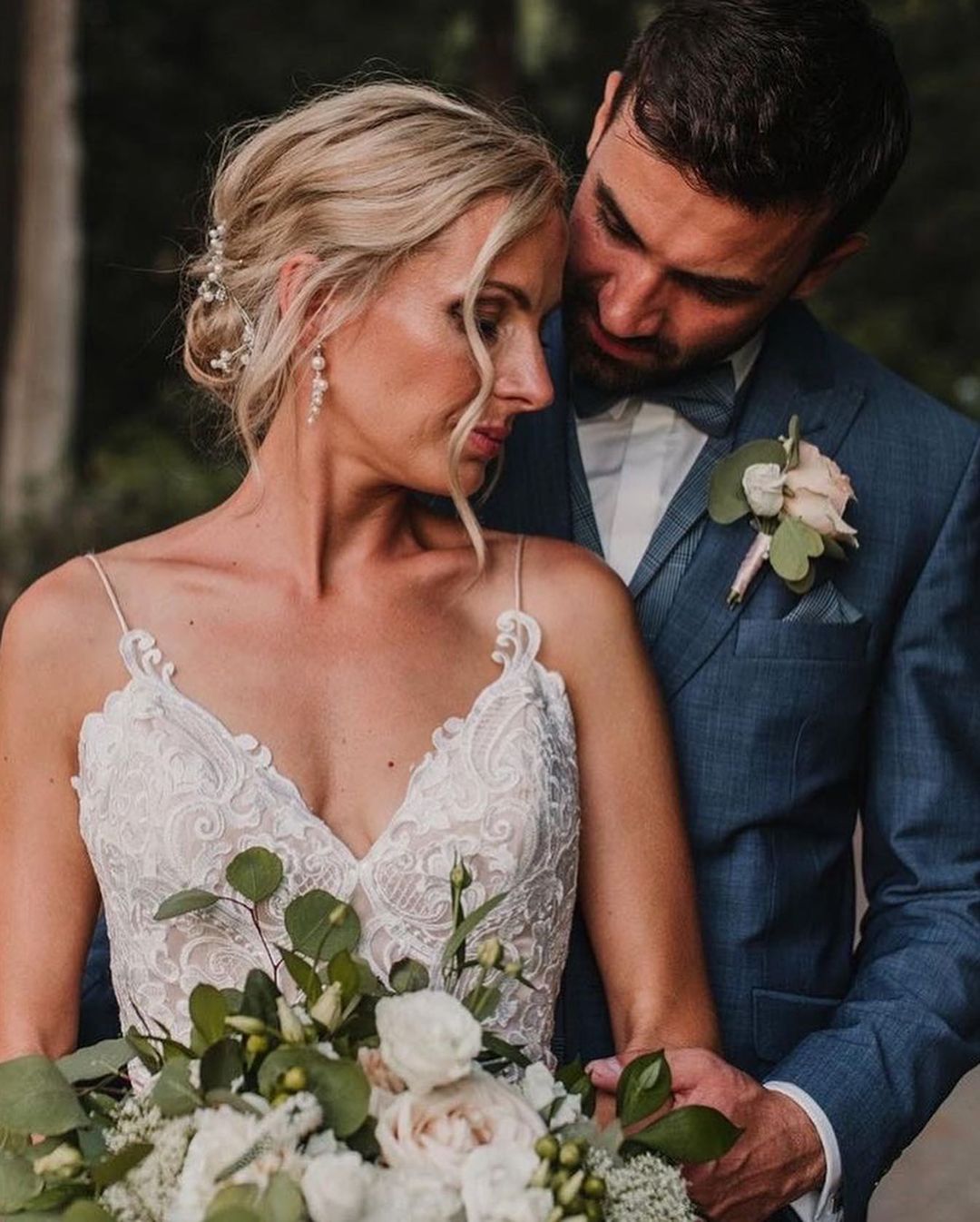 V-Neck Spaghetti-Straps Wedding Dress Lace Bridal Gowns - Fashionpara