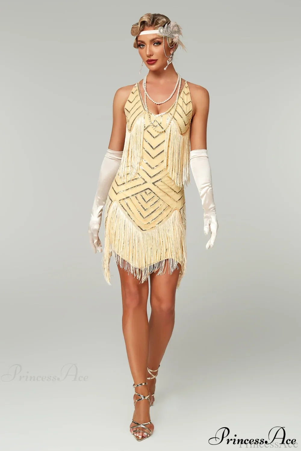 V-Neck Tassel Sequin Party Dress