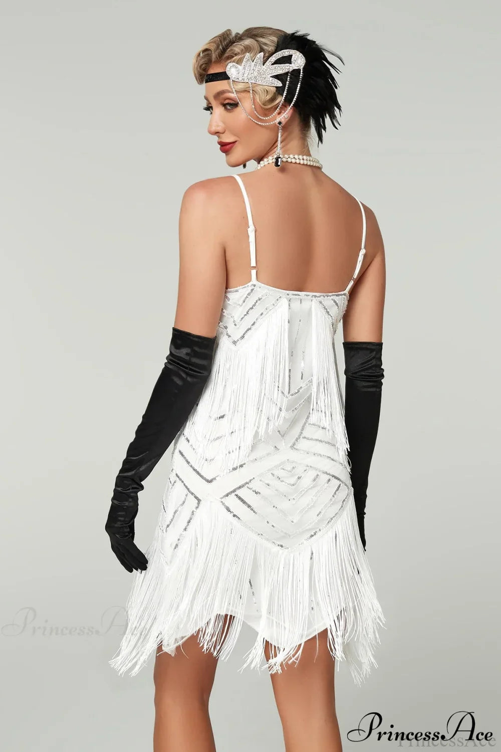 V-Neck Tassel Sequin Party Dress