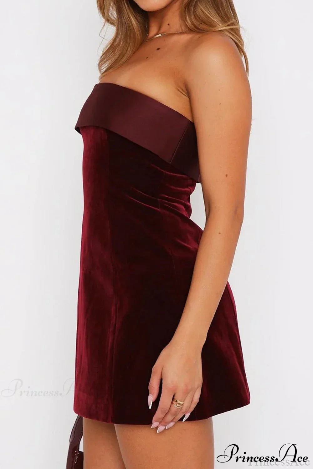 Velvet Strapless A-Line Mini Dress 3