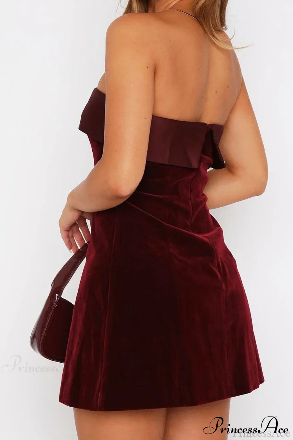 Velvet Strapless A-Line Mini Dress 2