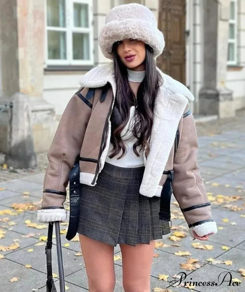 Velvet Zipper Cropped Coat