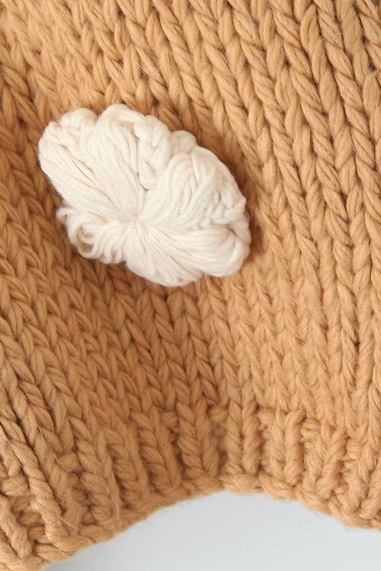 Rosedress Vintage 3D Flower Chunky Knit Pullover Sweater