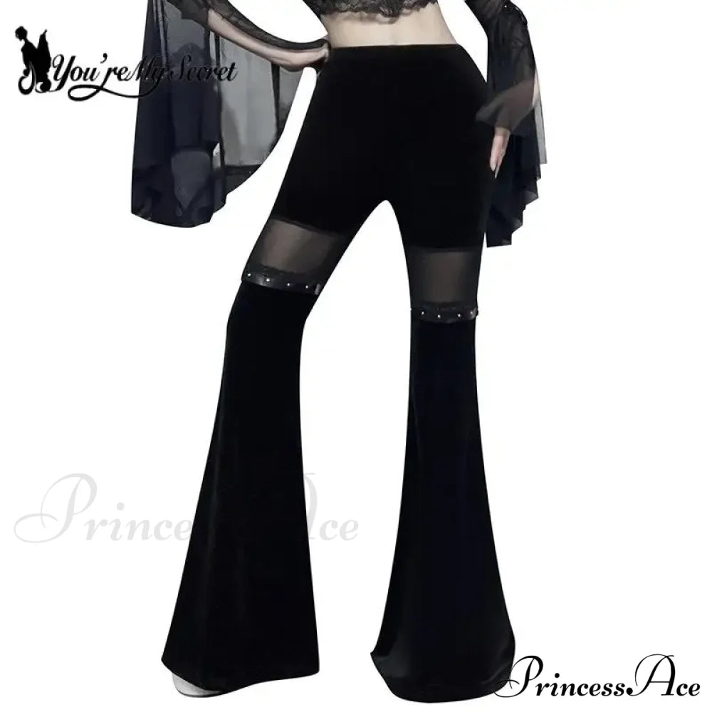 Vintage Black Lace Detail Halloween Pants / S