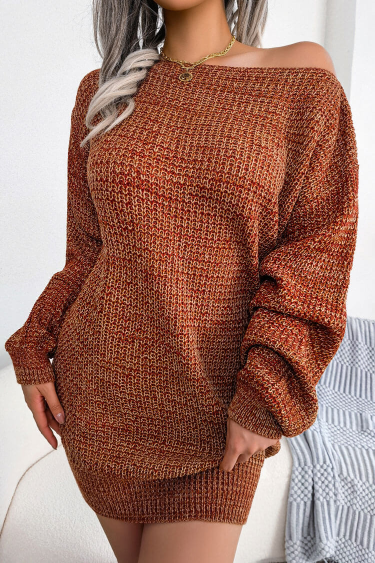 Rosedress Vintage Boat Neck Marled Knit Sweater Dress