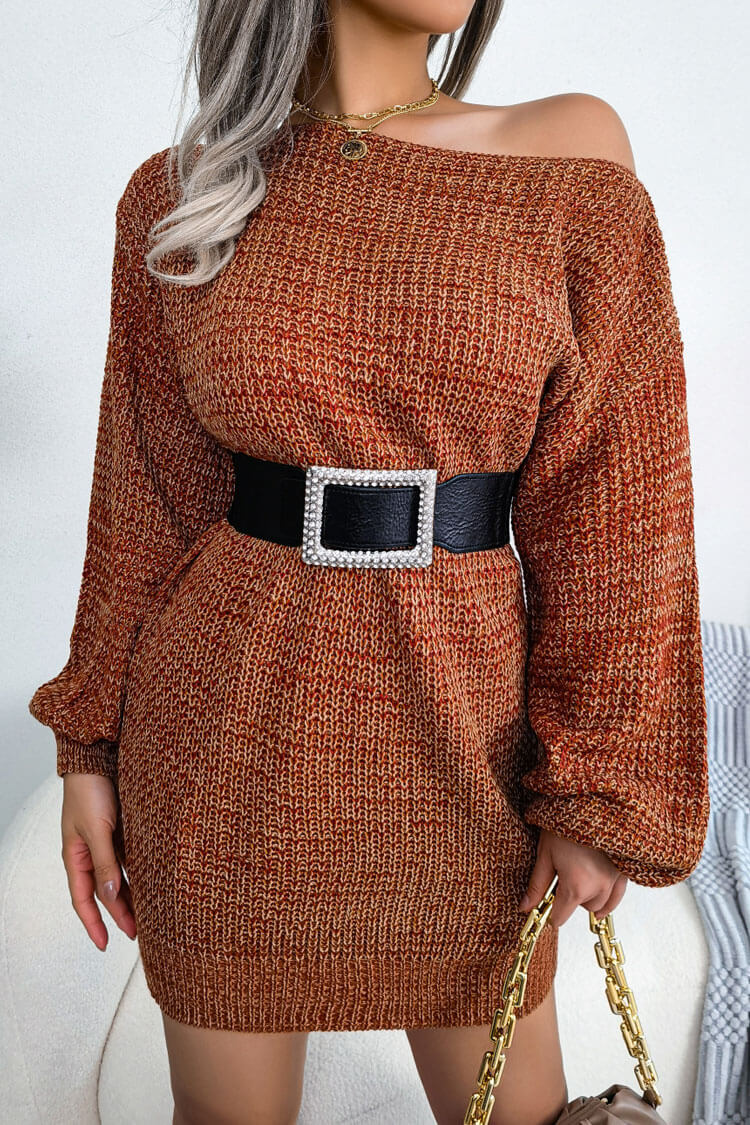 Rosedress Vintage Boat Neck Marled Knit Sweater Dress