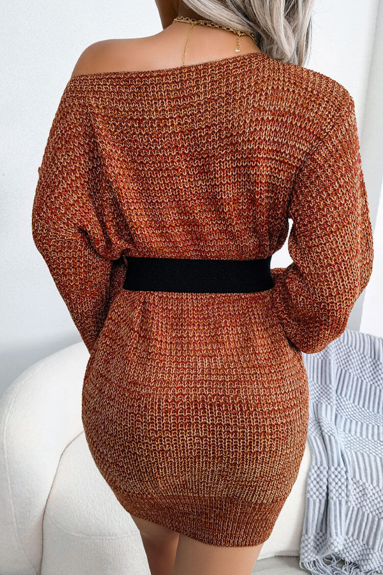 Rosedress Vintage Boat Neck Marled Knit Sweater Dress