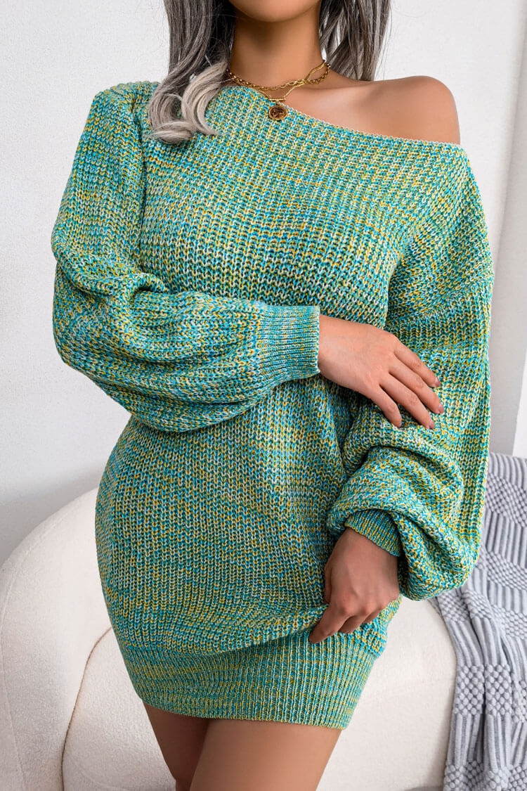 Rosedress Vintage Boat Neck Marled Knit Sweater Dress