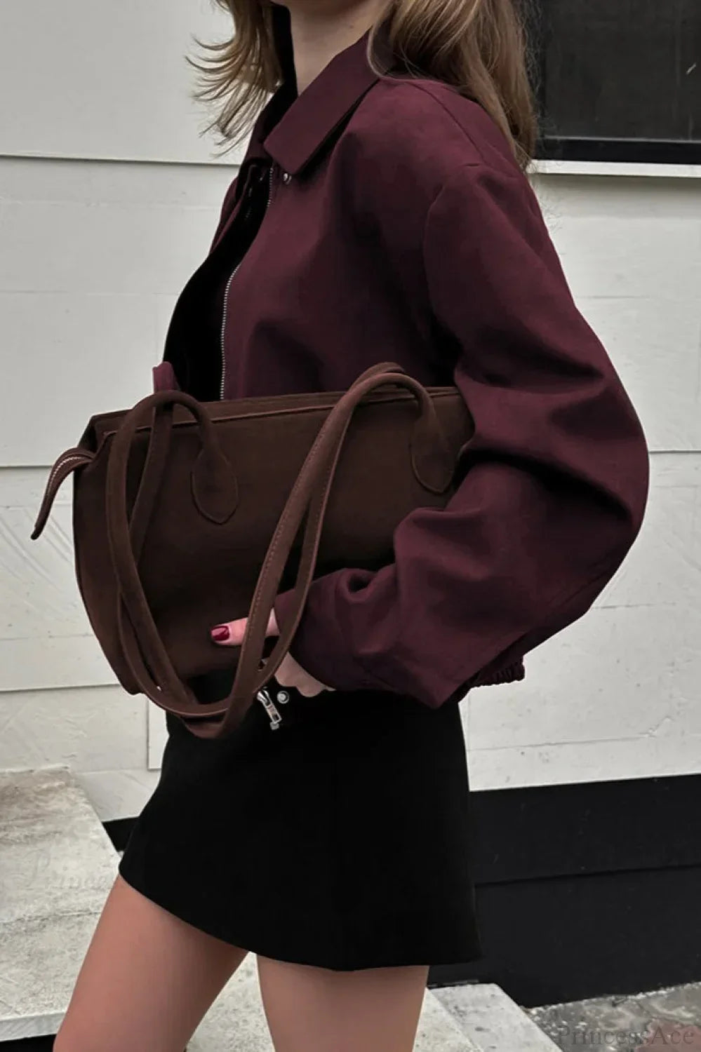 Vintage Burgundy Suede Utility Jacket 5