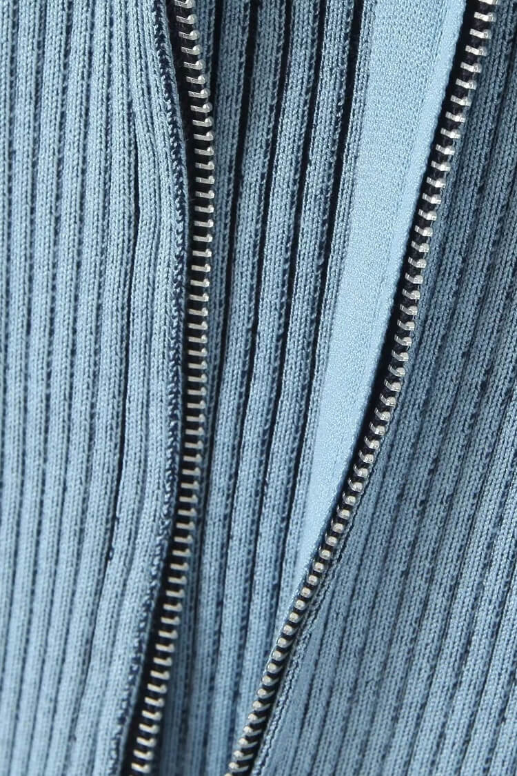 Rosedress Vintage Ribbed Crop Cardigan with Two Way Zipper