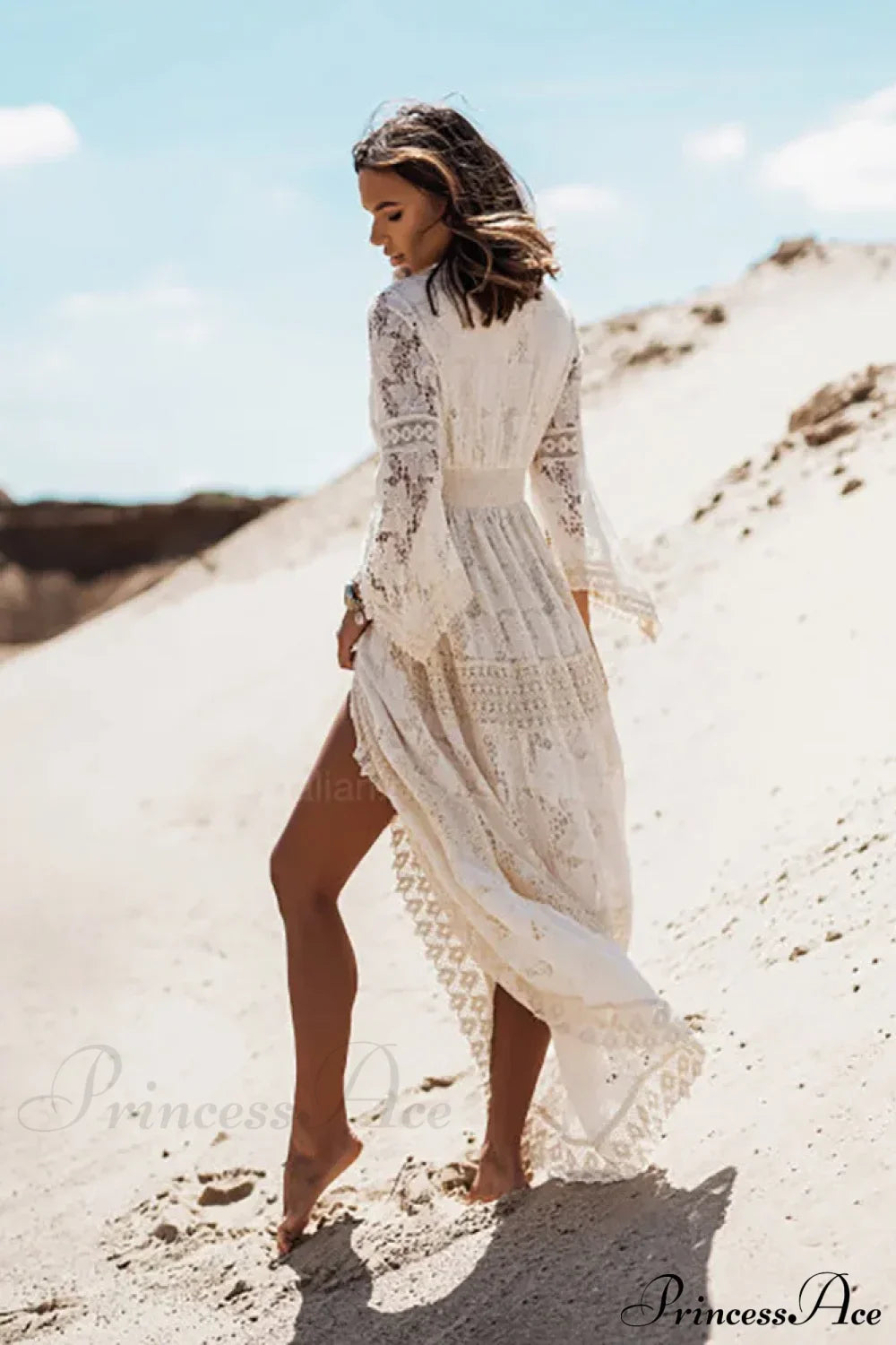 Vintage Embroidery Loose White Red Boho Dress