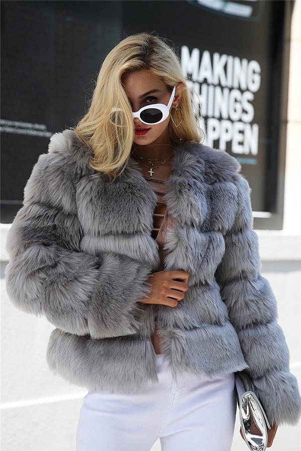 RadyRin Vintage Fluffy Faux Fur Coat for Chic Winter Style