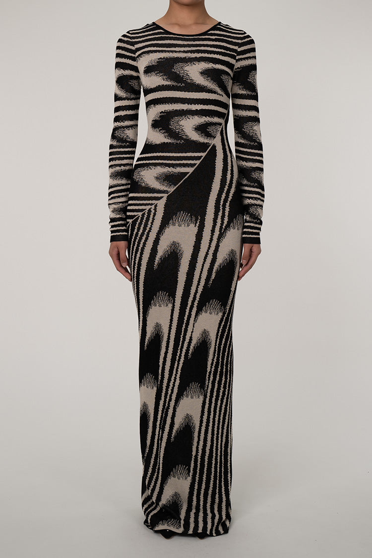 Rosedress Vintage Geometric Long Sleeve Maxi Dress