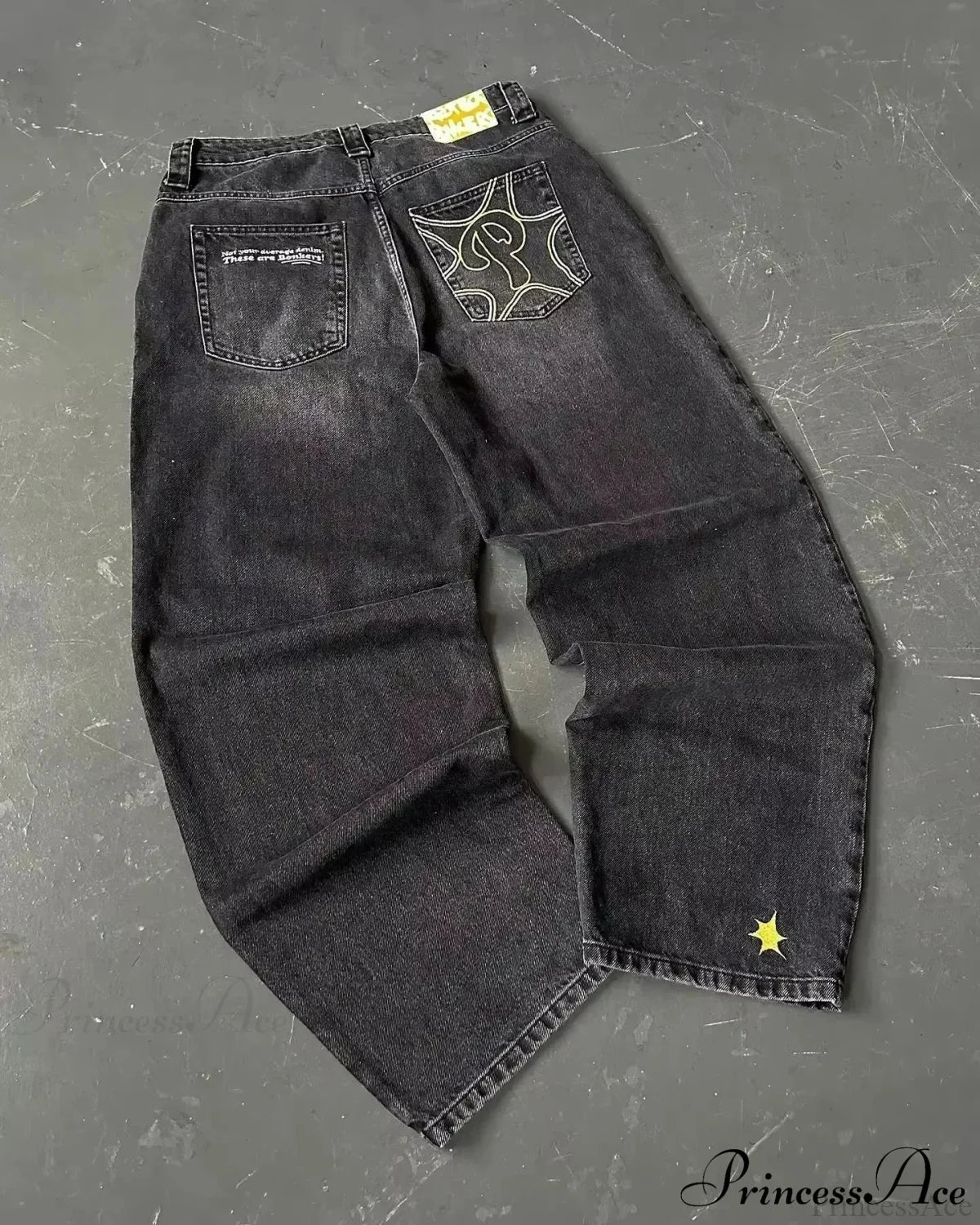 Vintage Gothic Cross Wings Stitched Pant Black5 / M