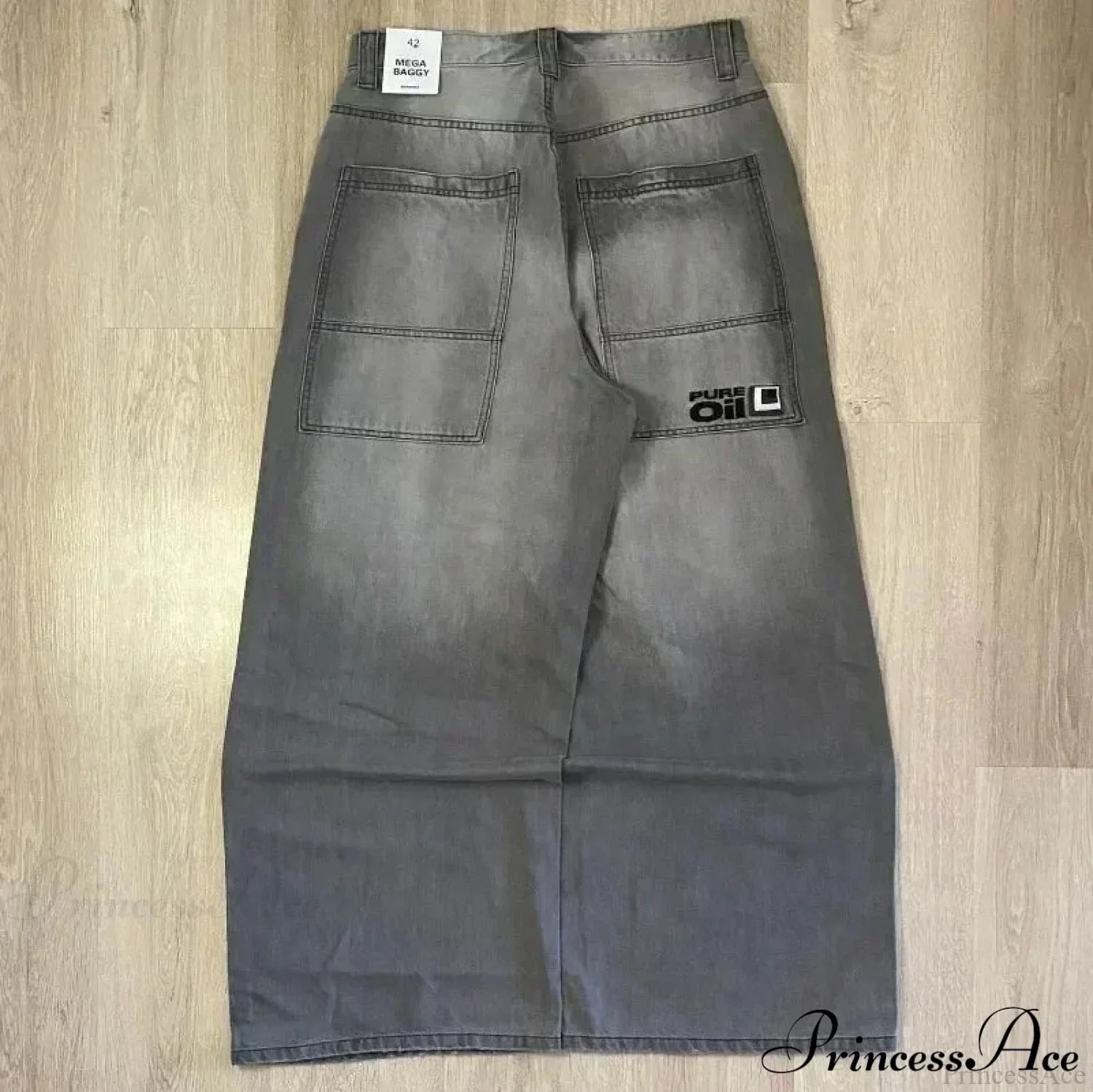 Vintage Gothic Cross Wings Stitched Pant gray / M