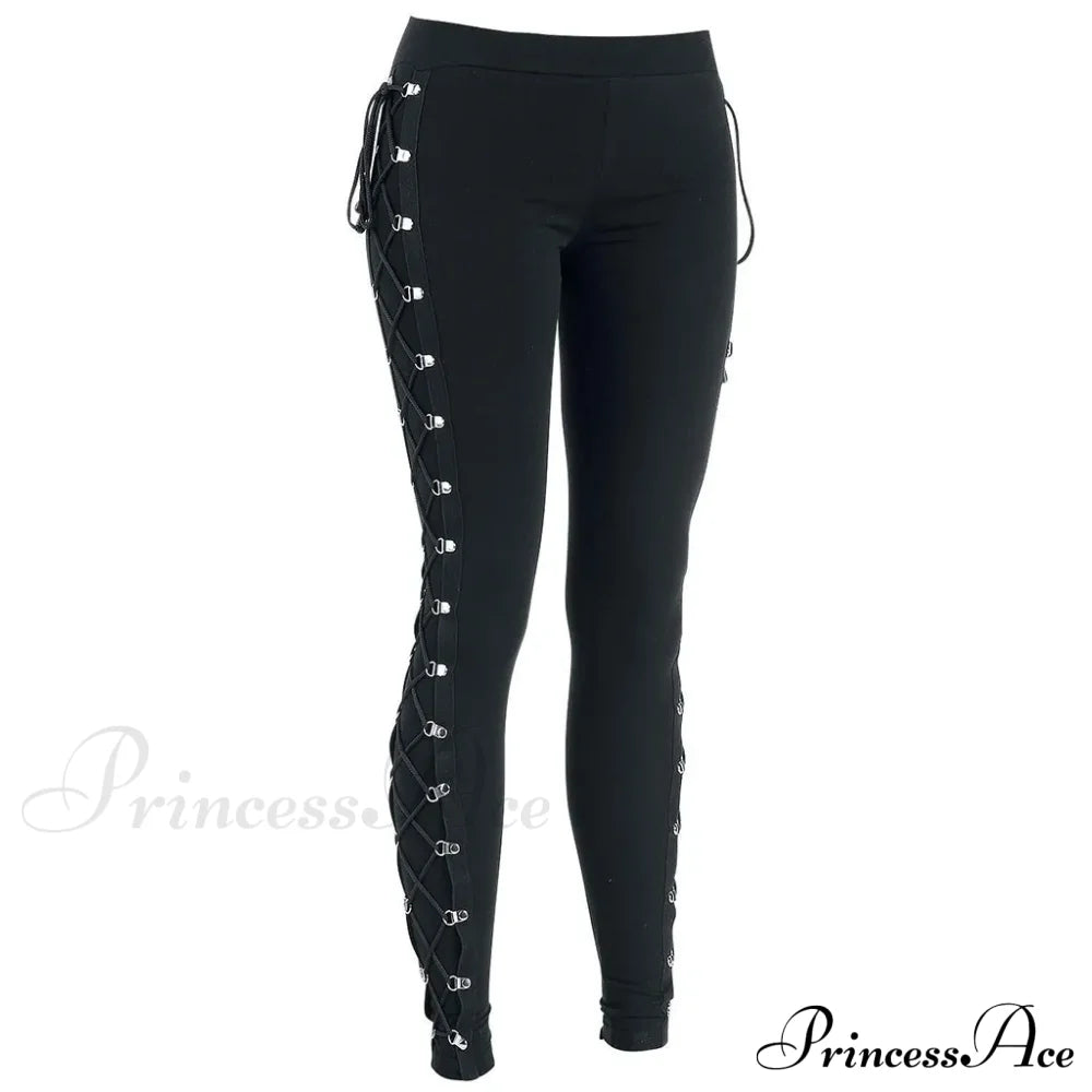 Vintage Gothic Lace Up Slim Halloween Pants