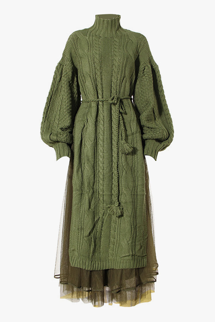 Rosedress Vintage High Neck Fisherman Midi Dress Set