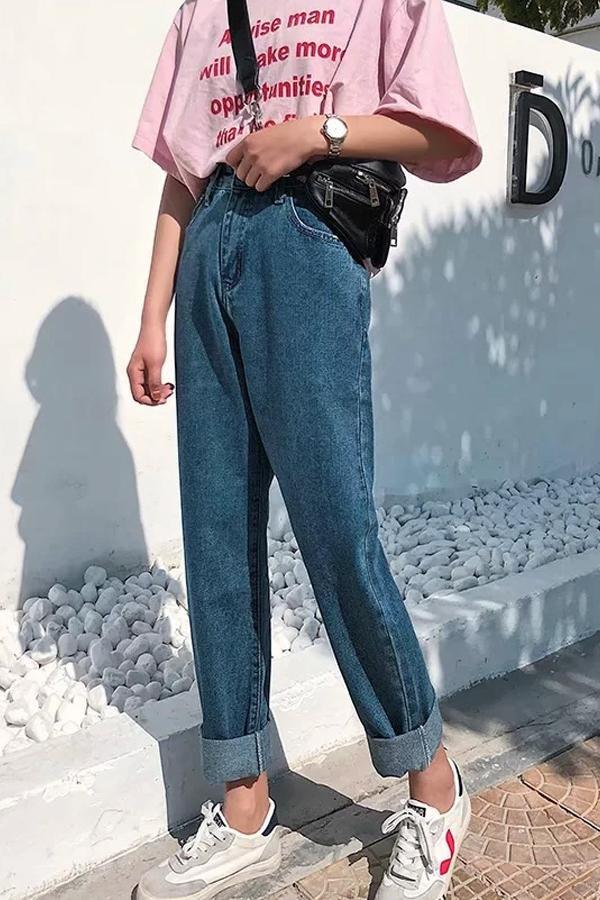 Vintage High-waisted Straight Jeans