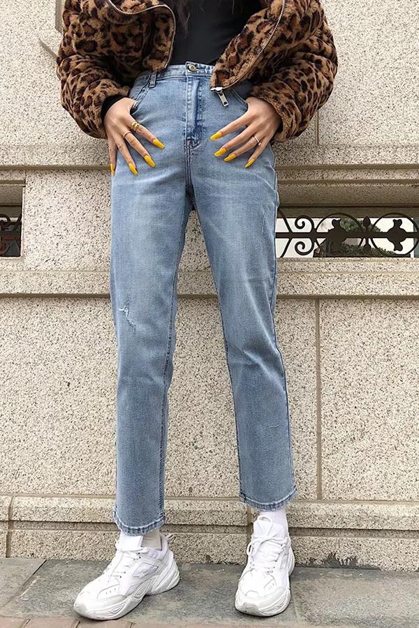 Vintage High-waisted Straight Jeans