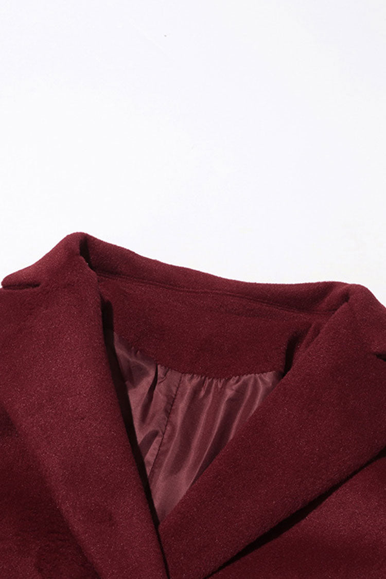 Vintage Lapel Collar Double Breasted Long Sleeve Faux Wool Oversized Blazer