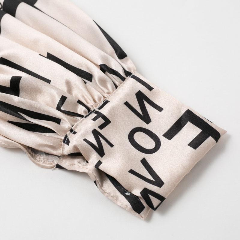 Letter Print V-Neck Long Sleeve Wrap Maxi Dress 3
