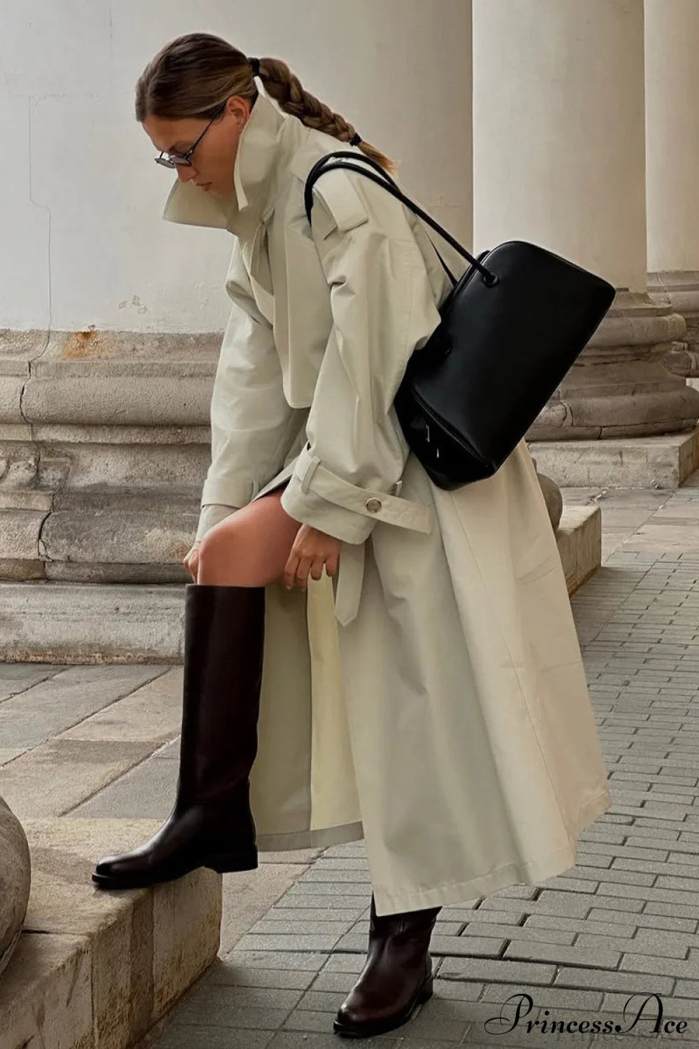 Vintage Long Belted Trench Overcoat for Timeless Style