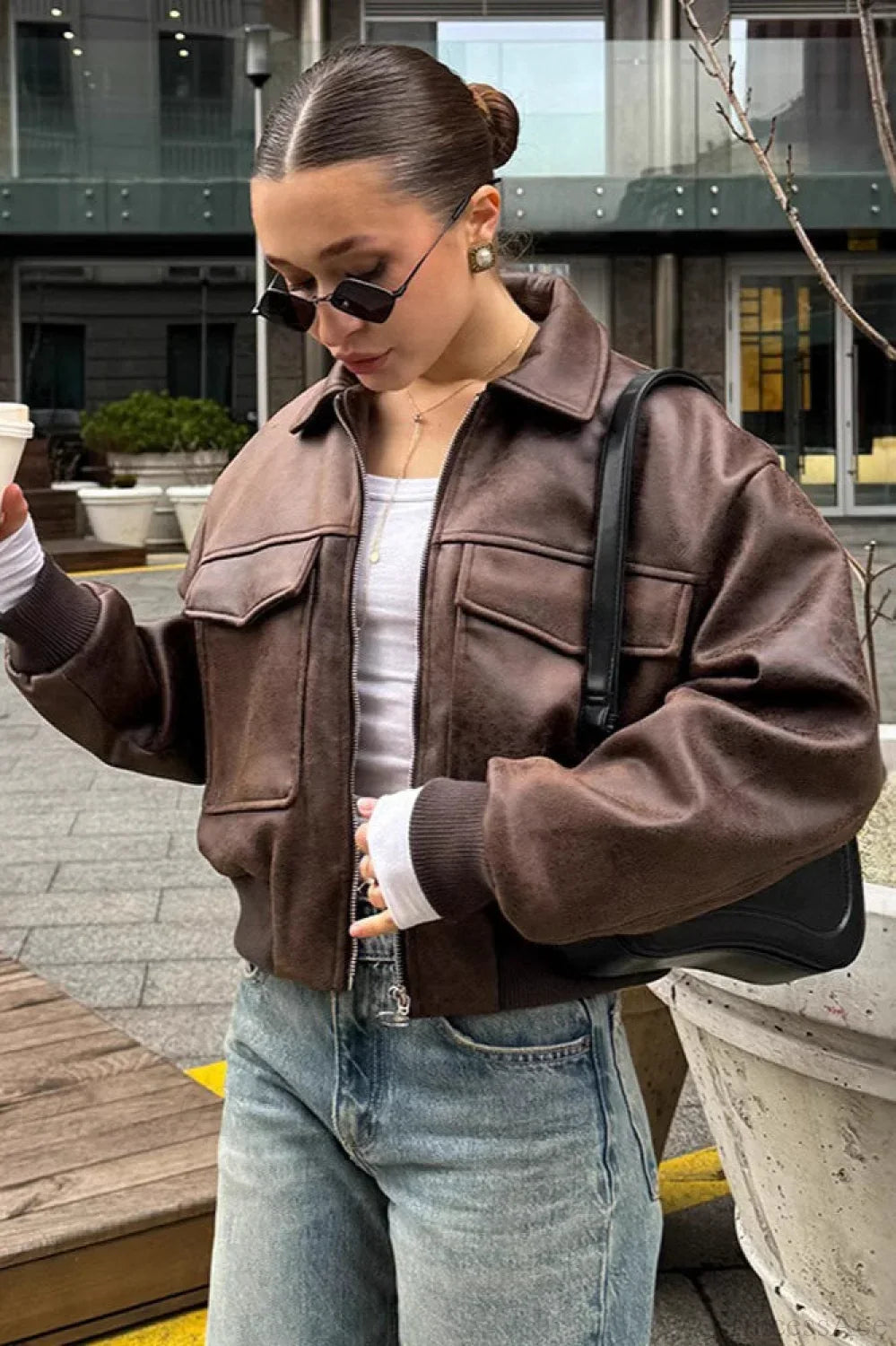 Vintage Maillard Bomber Lapel Leather Jacket