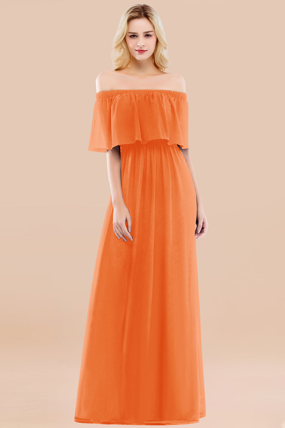 Vintage Off-the-Shoulder Long Burgundy Bridesmaid Dresses with Ruffle - Fashionpara