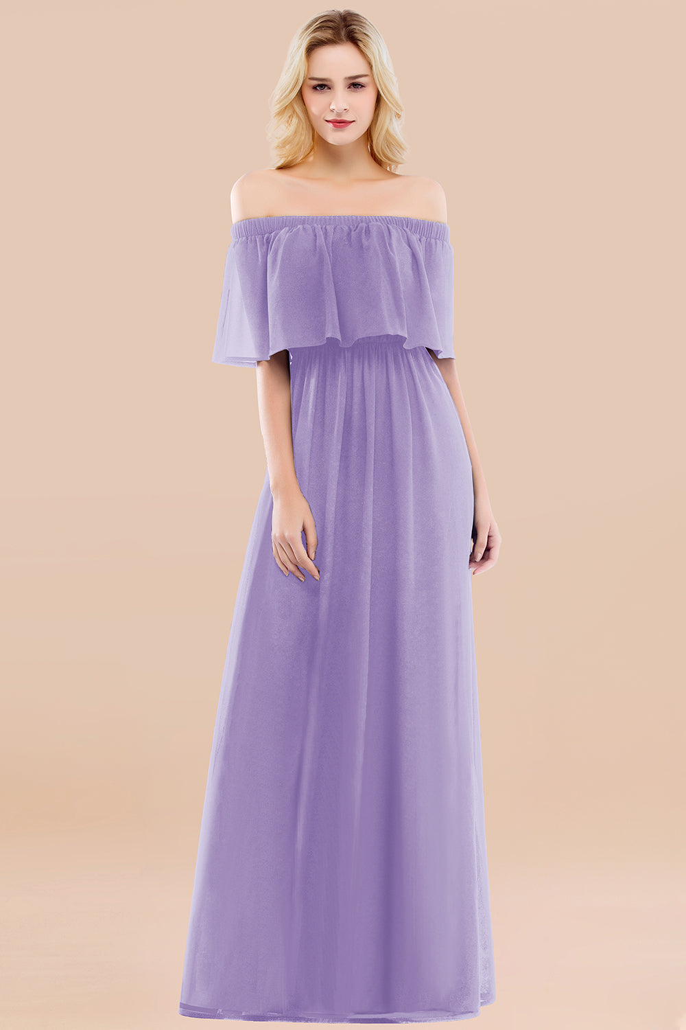 Vintage Off-the-Shoulder Long Burgundy Bridesmaid Dresses with Ruffle - Fashionpara
