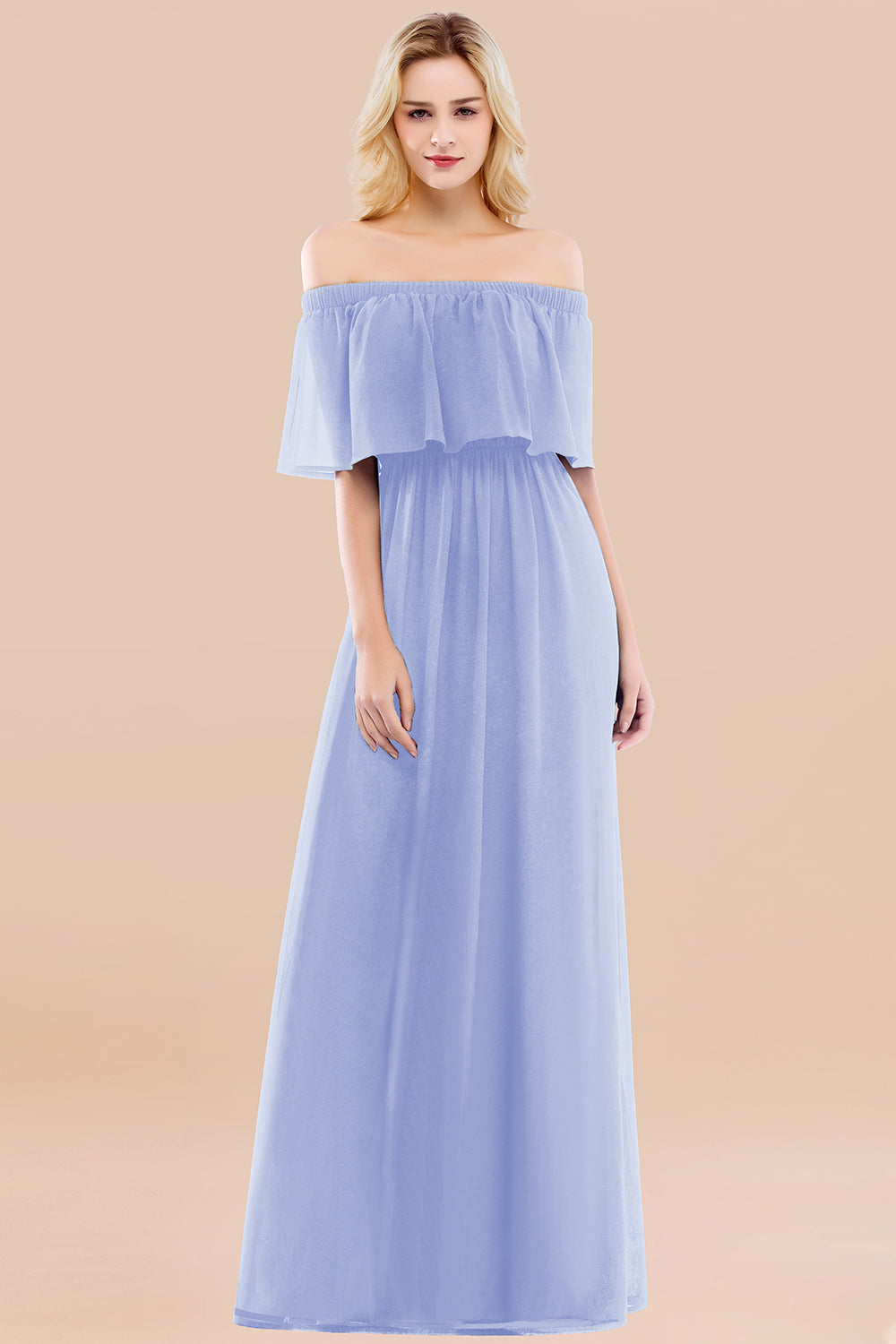 Vintage Off-the-Shoulder Long Burgundy Bridesmaid Dresses with Ruffle - Fashionpara
