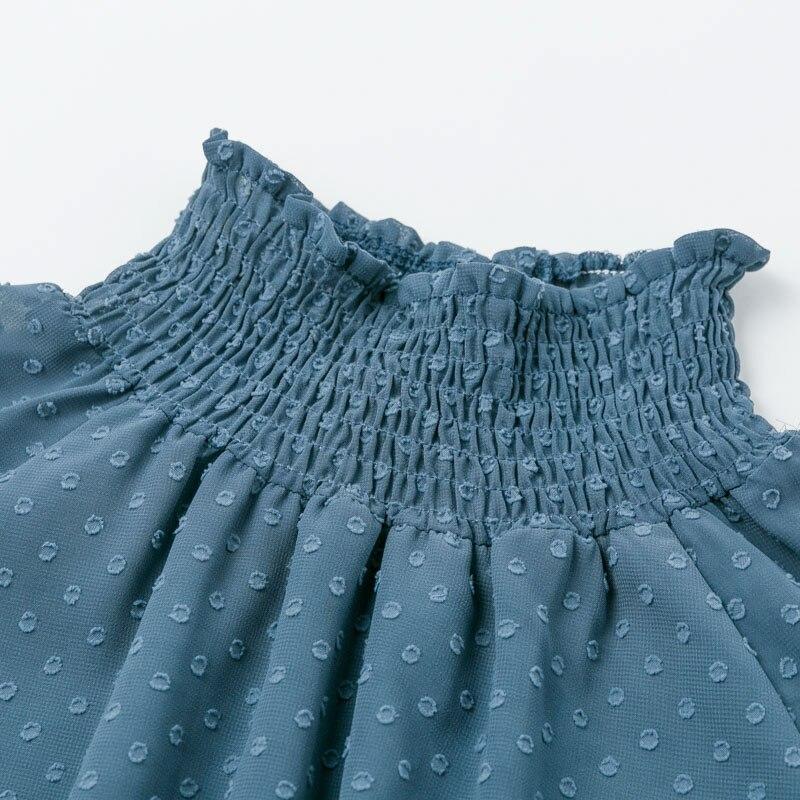 Polka Dot Mock Neck Long Sleeve Ruched Ruffle Mini Dress 9