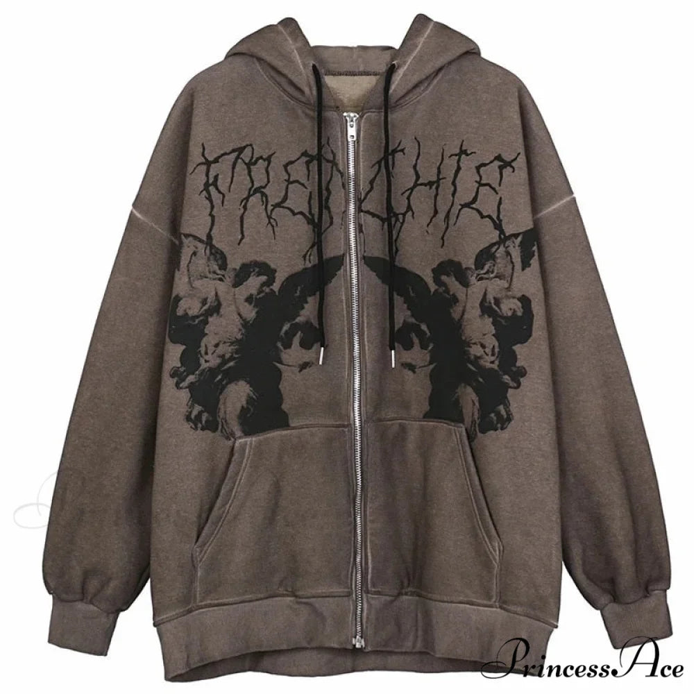 Vintage Printed Zip Up Hoodie 8