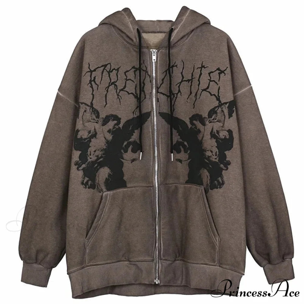Vintage Printed Zip Up Hoodie 3