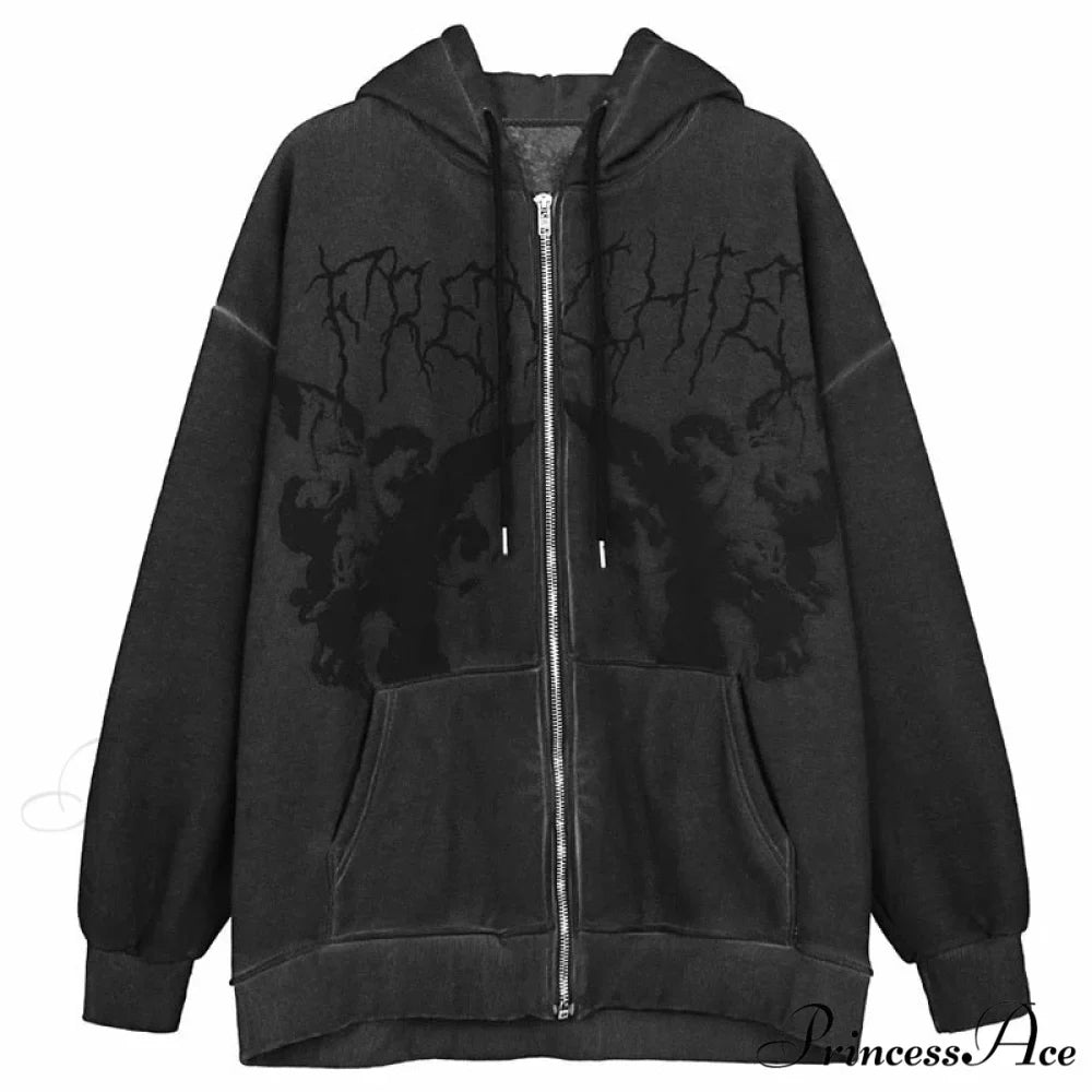 Vintage Printed Zip Up Hoodie 4