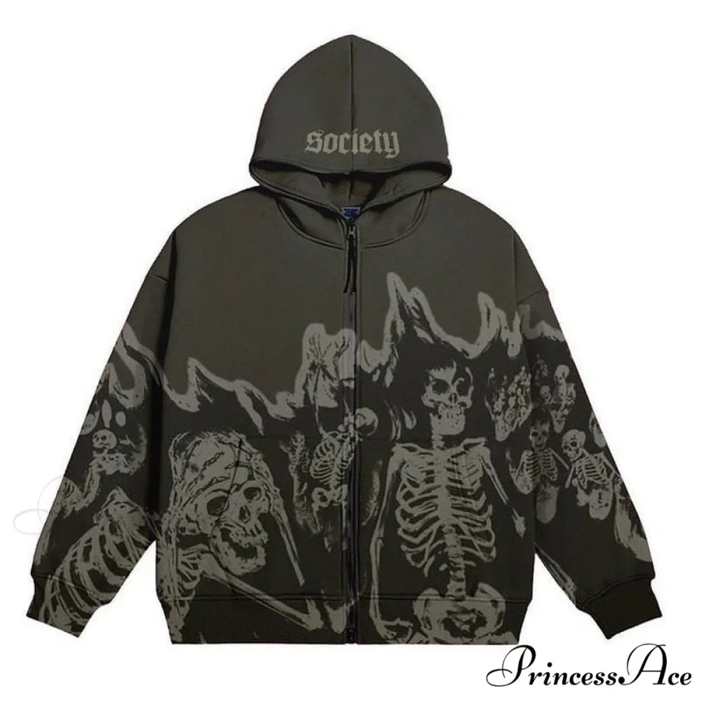 Vintage Printed Zip Up Hoodie 2