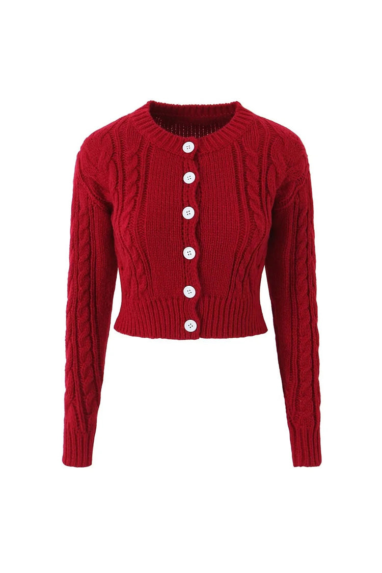 Rosedress Vintage Cropped Cable Knit Cardigan for Elegance